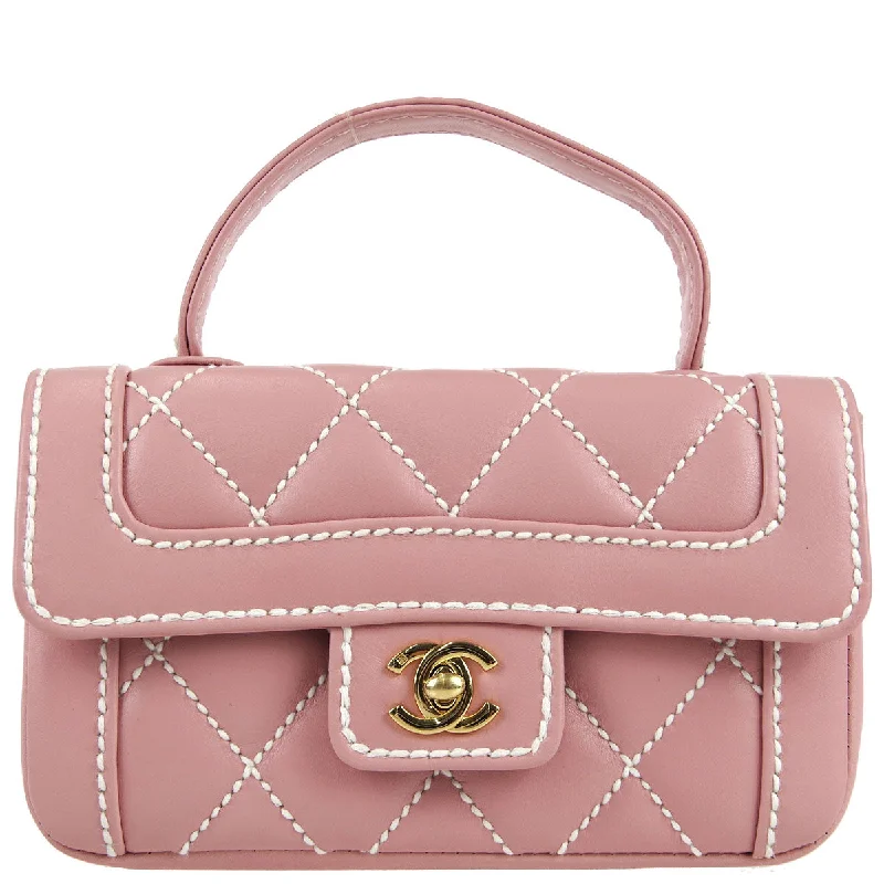 Buy CHANEL bags with premium leather -Chanel * Wild Stitch Handbag Pink Calfskin