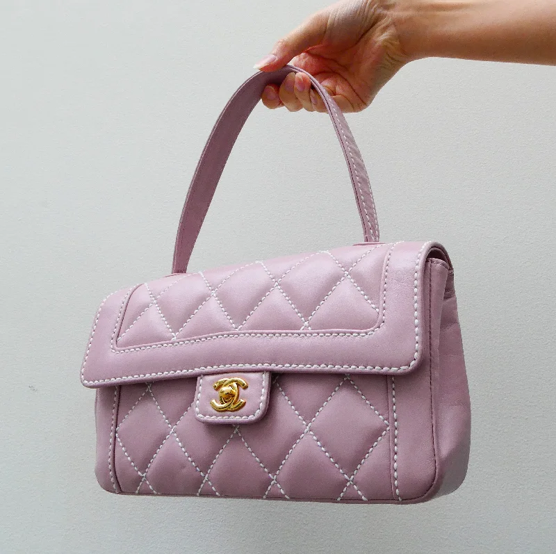 Designer CHANEL handbags for special occasions -CHANEL 2004-2005 Wild Stitch Handbag Lilac Calfskin