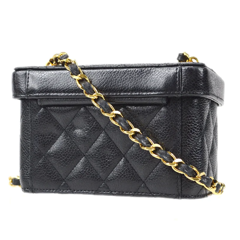 Authentic CHANEL wallets and bags -Chanel * 1991-1994 Vanity Box Shoulder Bag Micro Black Caviar