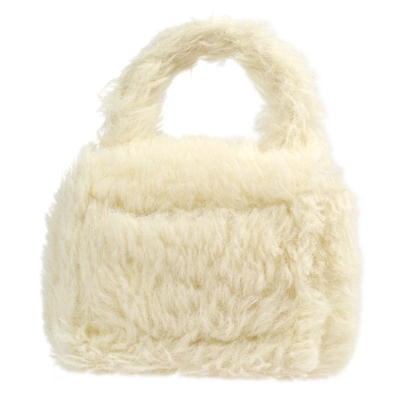 CHANEL handbags with elegant hardware -Chanel * 1994 Classic Flap Handbag Mini White Fur