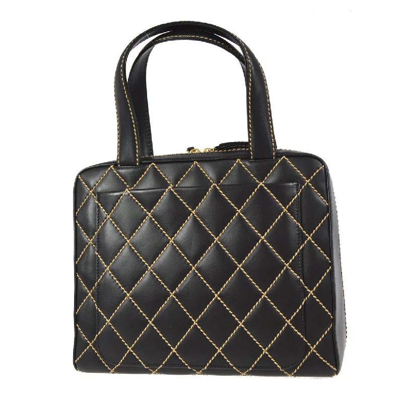 Buy CHANEL bags with leather exterior -Chanel 2001-2003 Wild Stitch Handbag Black Calfskin