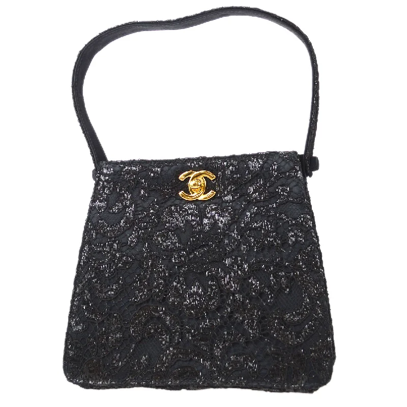 Exclusive CHANEL bags for stylish women -Chanel * 1997-1999 Both Sided Turnlock Lace Handbag Black Satin