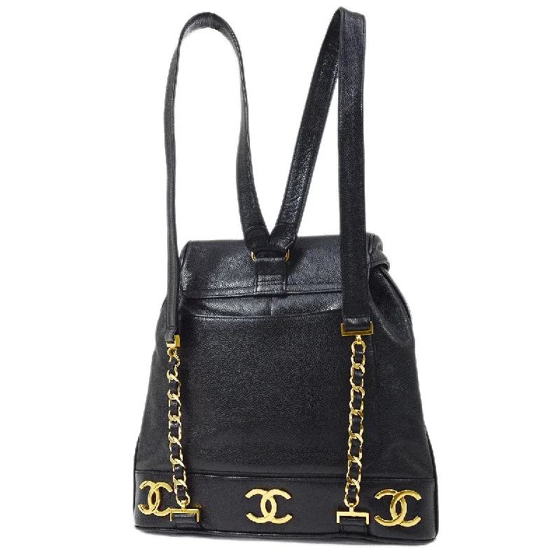 CHANEL luxury bags for fashion enthusiasts -CHANEL vintage Triple CC Backpack Black Caviar