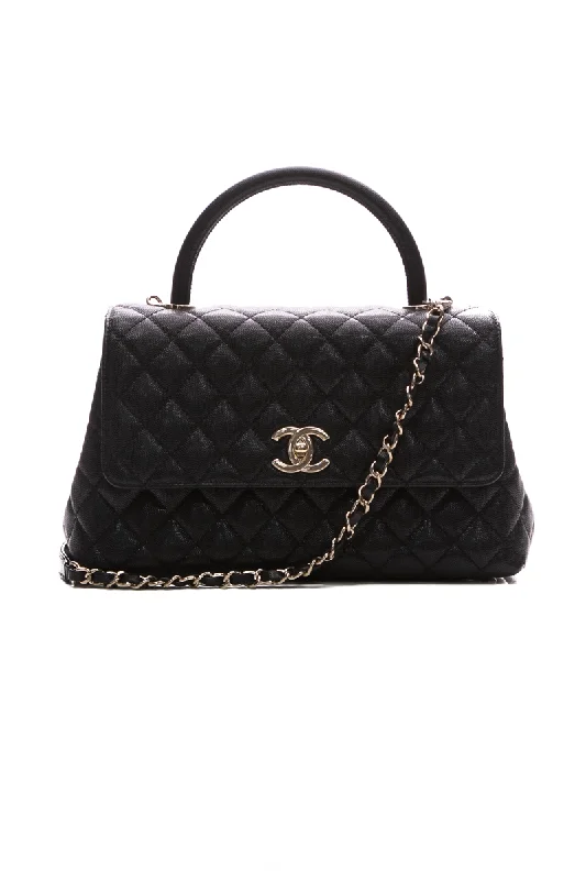 CHANEL quilted leather bag -Coco Top Handle Bag