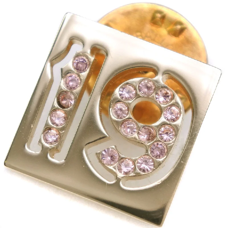 CHANEL hair accessories for women -CHANEL . 19 Brooch Pin Brochure G   Rhinestone Gold Square  4.1g No. 19