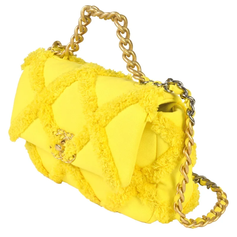 CHANEL bags for luxury collectors -CHANEL 19 Matelasse Chain Shoulder Bag No. 30 Canvas Leather Yellow