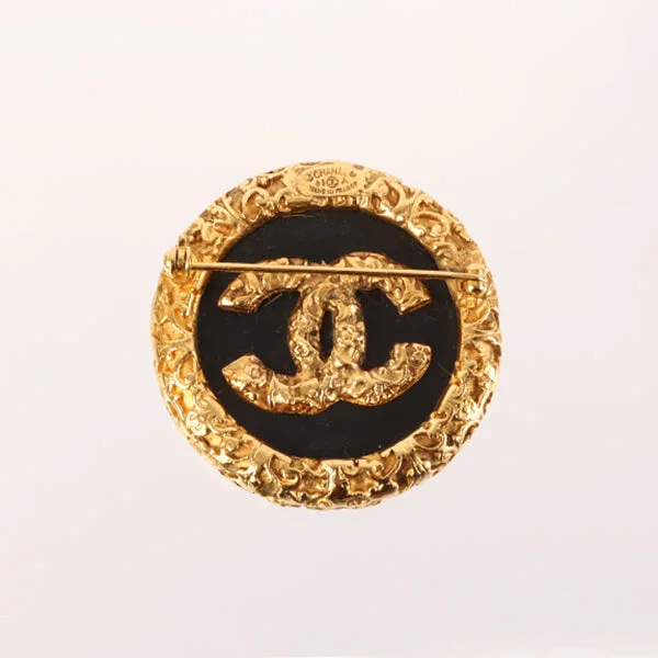 Buy CHANEL chain necklaces -CHANEL 1993 Made Round Edge Design Cc Mark Brooch Black