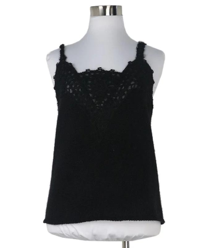 CHANEL dresses with floral patterns -Chanel 2006 Cruise Black Cashmere Tank Top sz 8