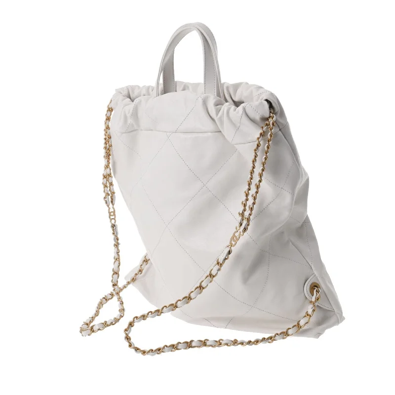 Buy CHANEL bags with embossed logo -CHANEL 22 Large Backpack White Women's Calf Rucksack/Daypack