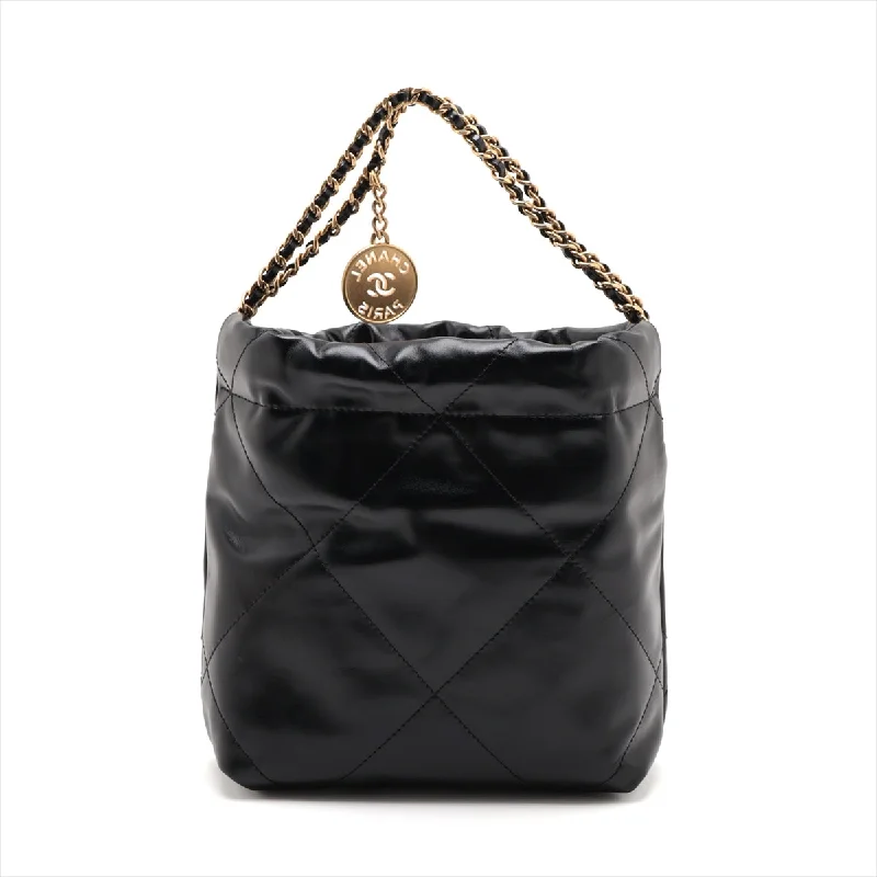 CHANEL bag with timeless design -Chanel 22 Mini Leather Chain Shoulder Bag Black G  AS3980