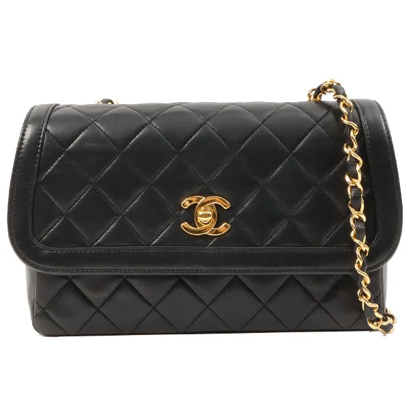 Designer CHANEL bags with fashion-forward look -Chanel Around 1990 Made Design Flap Turn-Lock Chain Bag With Pouch Black