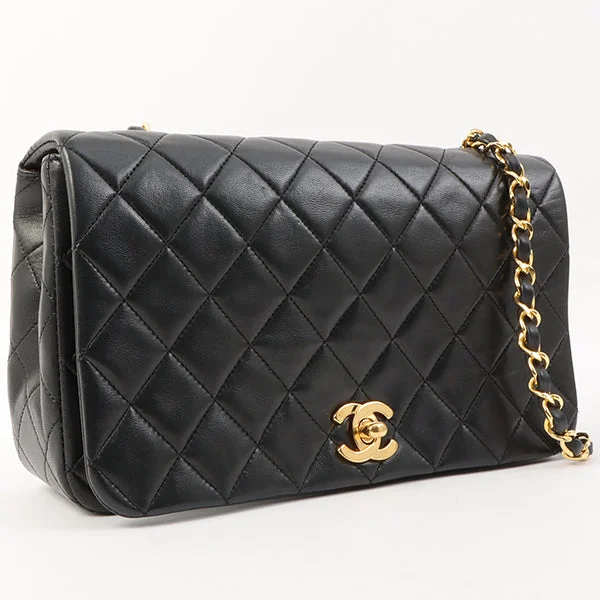 Timeless CHANEL bags with modern accents -Chanel Around 1990 Made Full Flap Chain Bag 23Cm Black