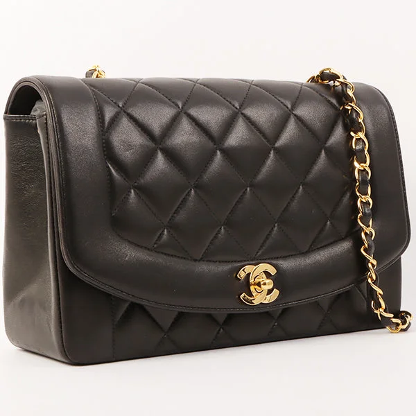 CHANEL medium flap bag -Chanel Around 1992 Made Diana Flap Chain Bag 25Cm Black