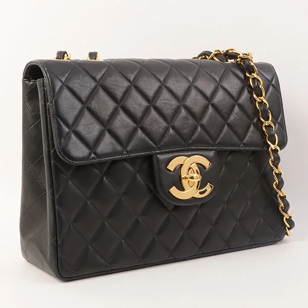 Limited edition CHANEL bags -Chanel Around 1997 Made Classic Flap Chain Bag Jumbo Black