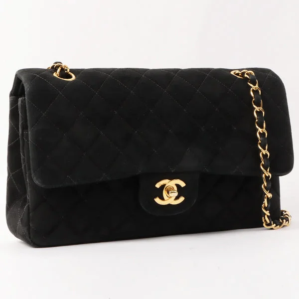 CHANEL bags with unique designs -Chanel Around 1997 Made Suede Classic Flap Chain Bag 25Cm Black