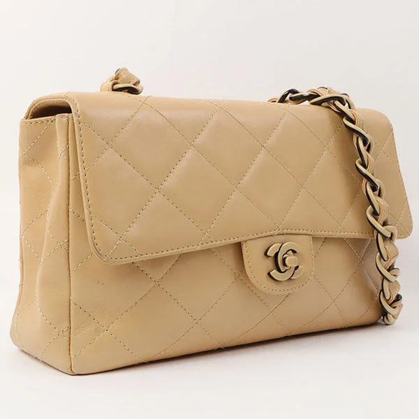 CHANEL bags with logo design -Chanel Around 2000 Made Classic Flap Acrylic Chain Bag 25Cm Beige