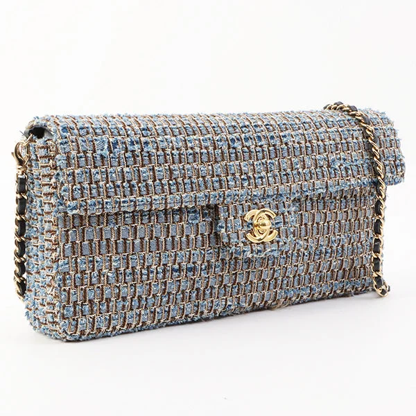 CHANEL bags for every season -Chanel Around 2003 Made Tweed Chocolate Bar Chain Bag Indigo/Multi