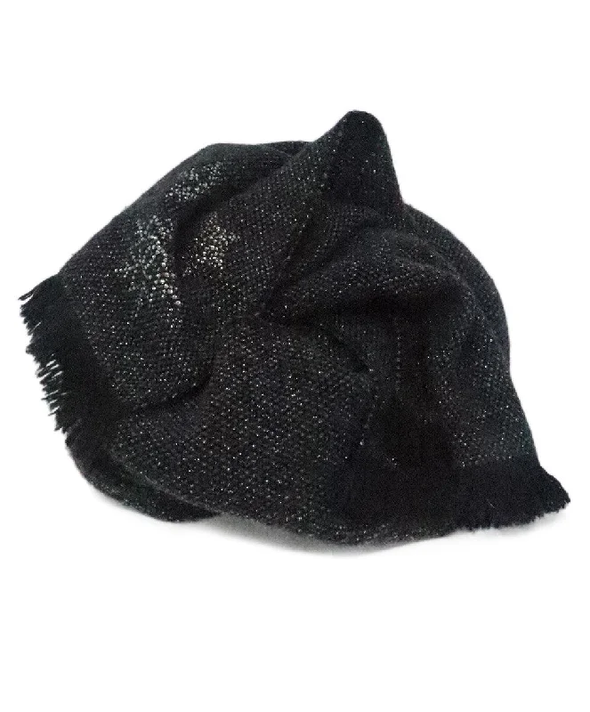 Chanel Black & Silver Embellished Cashmere Scarf