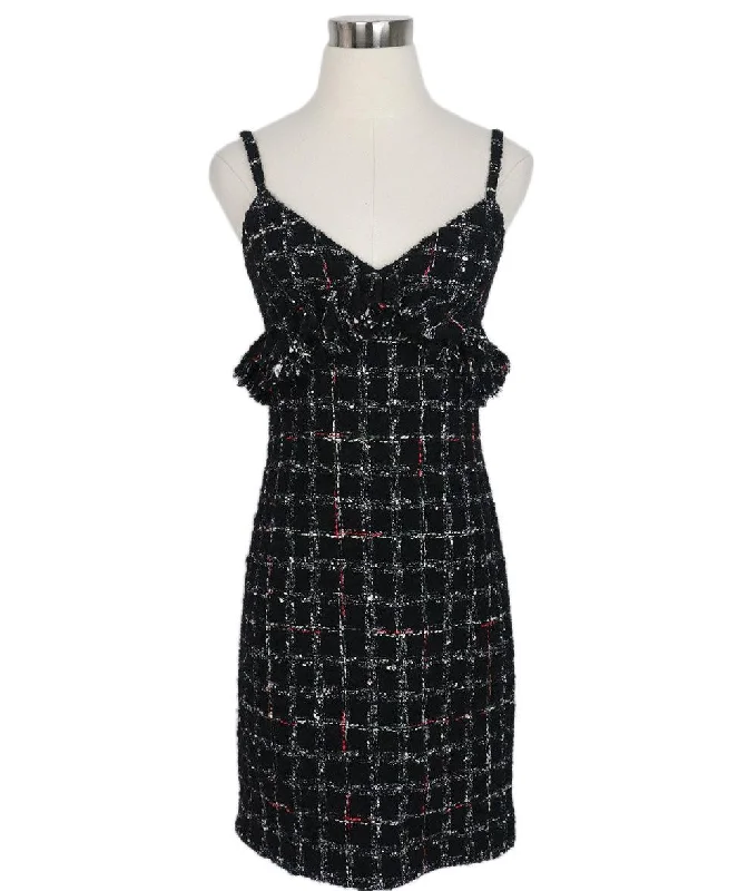 Trendy CHANEL clothing for every season -Chanel Black White & Red Tweed Dress sz 2