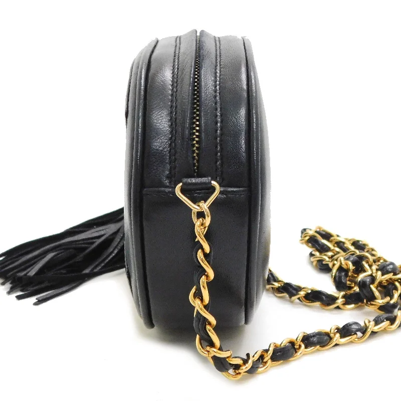 CHANEL bags with multiple pockets -Chanel CC Fringe Crossbody Bag Black Calfskin Gold