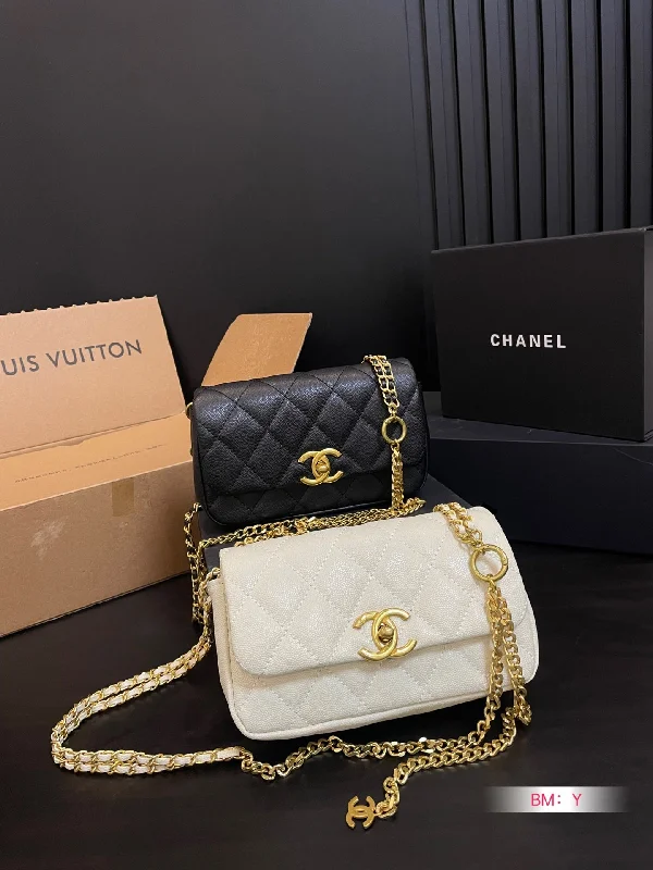 CHANEL black leather bags -CHANEL Chain Bag Flip Shoulder Bag Crossbody Bag