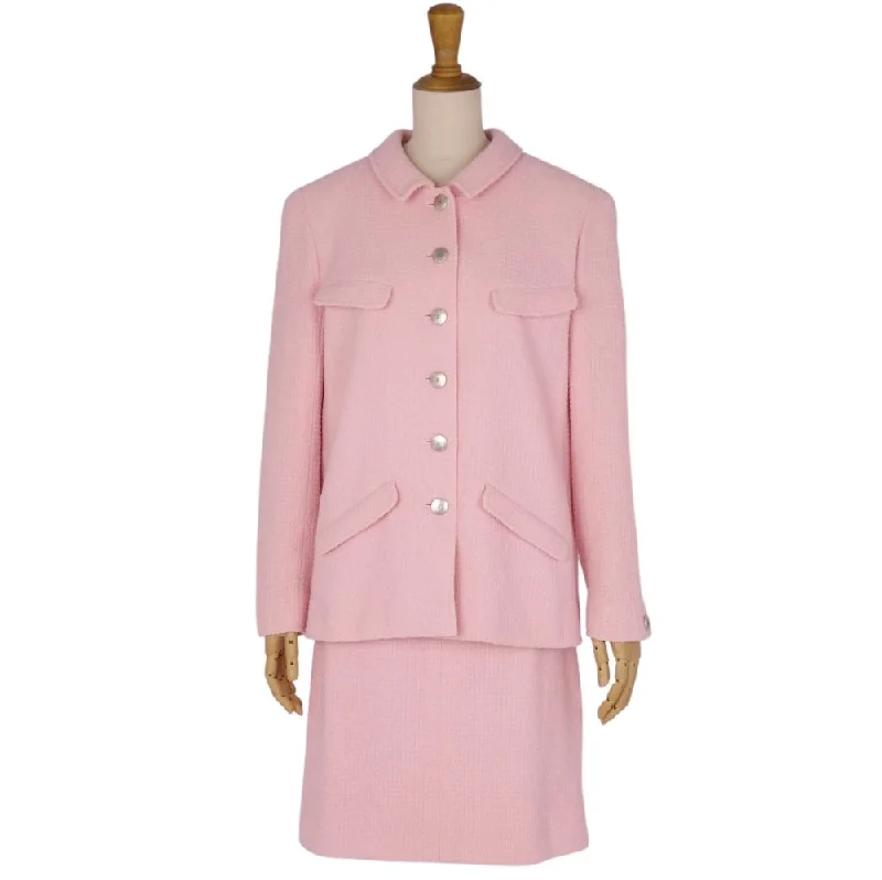 CHANEL wool coats for winter -Chanel CHANEL  98P Shirt Suit Wool Jacket Shirt  French Made 40 (M Equivalent) Pink