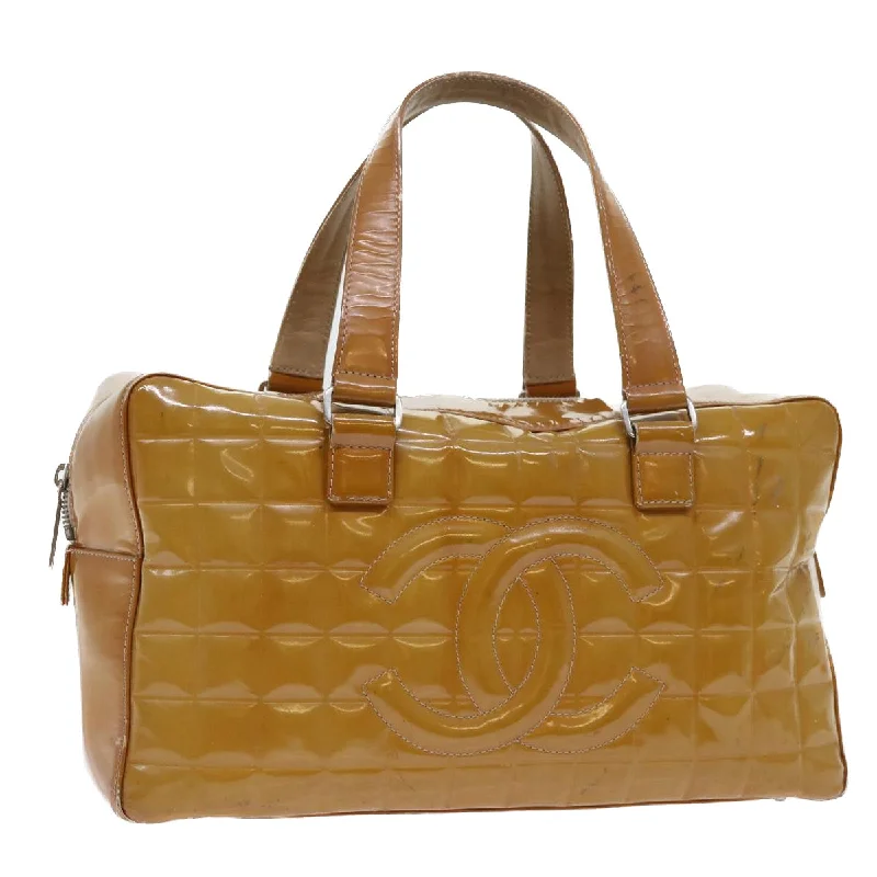 CHANEL Coco Handle bag -CHANEL Choco Bar Line Shoulder Bag Patent leather Yellow CC  bs7801