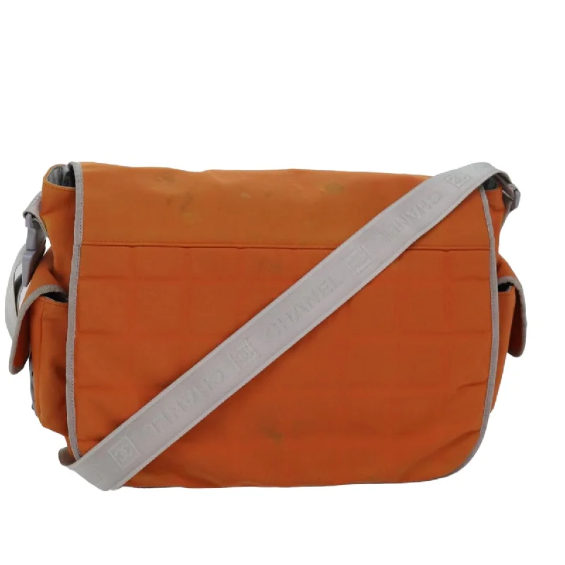 CHANEL bags with understated elegance -CHANEL Choco Bar Sports Line Shoulder Bag Nylon Orange CC  bs15857