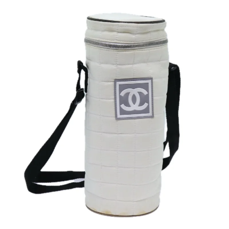 CHANEL bags with interchangeable straps -CHANEL Choco Bar Sports Line Shoulder Bag Nylon White CC  70955