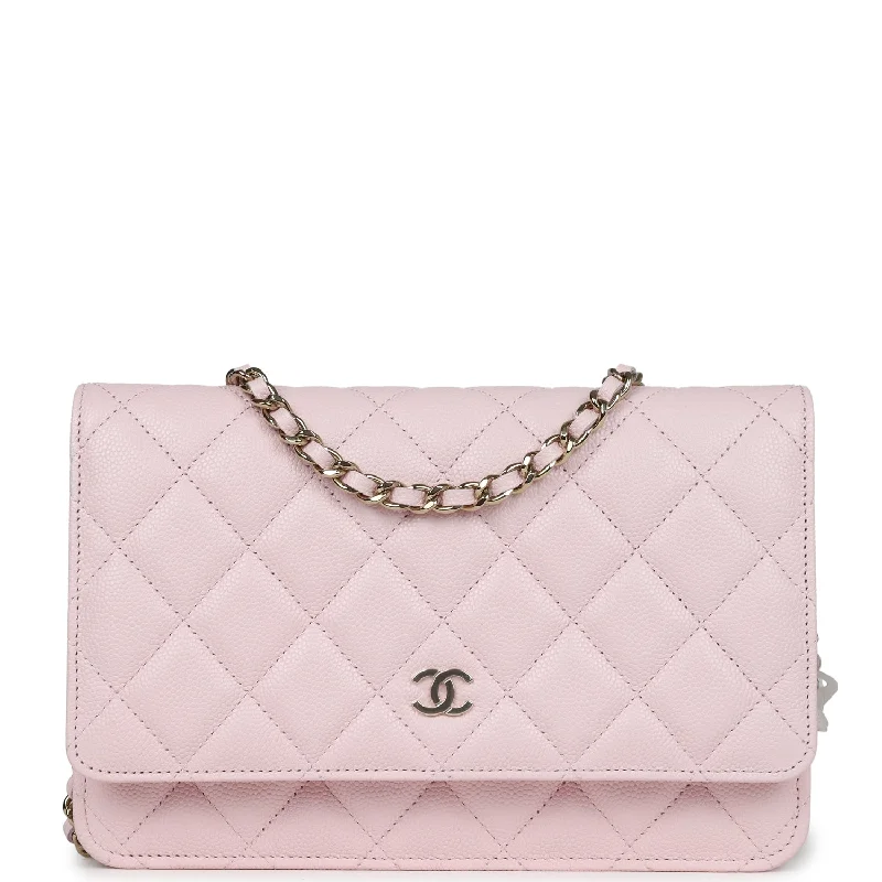 CHANEL bags with unique designs -Chanel Classic Wallet on Chain WOC Light Pink Caviar Gold Hardware