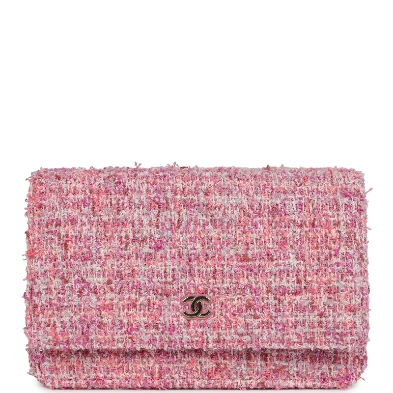 CHANEL bags for casual wear -Chanel Wallet On Chain WOC Pink Multicolored Tweed Gold Hardware