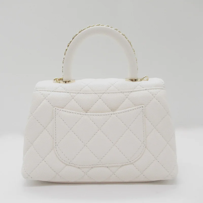 Buy CHANEL bags with embossed logo -Chanel Coco Handle Matrasse 2w Shoulder Bag 2way Shoulder Bag Caviar S  White AS2215