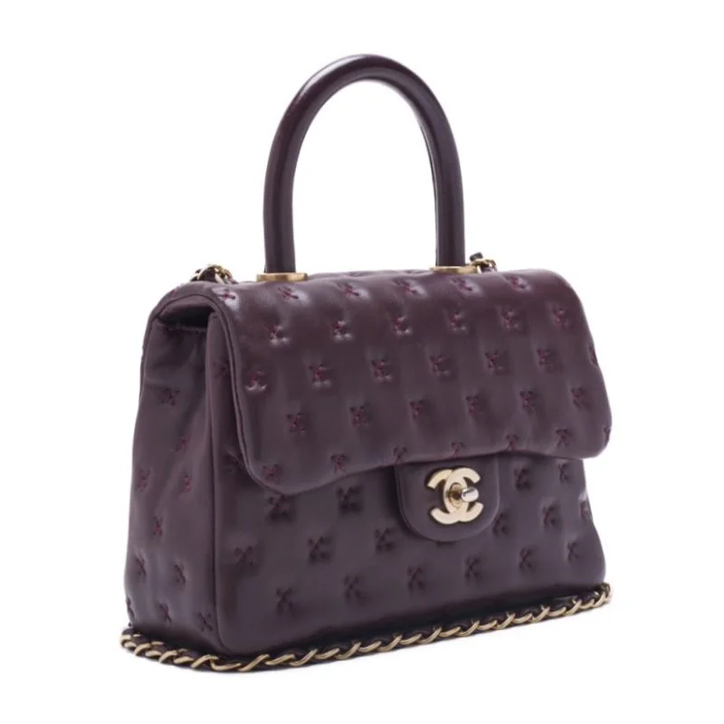 Buy classic CHANEL handbags -CHANEL Cross Stitch Coco Handle 2WAY Handbag  Bordeaux  Handbag  Shoulder Bag Ladies Handbag Hybrid 【 Ship】 Ladies Shoulder Bag Ladies Online