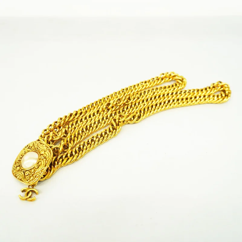 CHANEL  Fake Pearl Gold Hardware Women's Chain Belt Gold