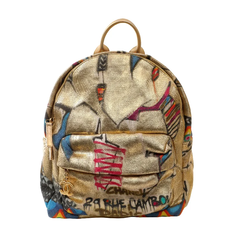 Buy CHANEL bags for women’s wardrobe -Chanel Gold Graffiti Street Spirit Backpack