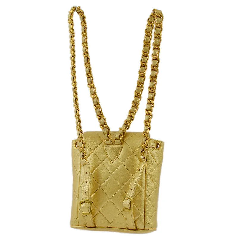 Buy CHANEL bags with glossy finish -Chanel Gold Lambskin Duma Backpack Small