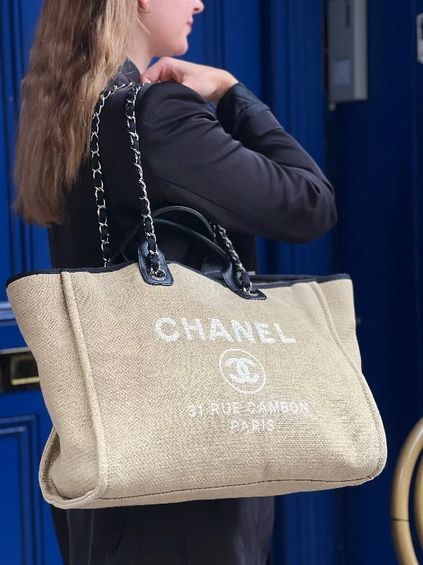 CHANEL vintage bag designs -Chanel Cream Deauville Handbag