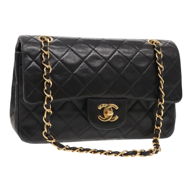 CHANEL bags with statement shapes -CHANEL Matelasse 23 Turn Lock Chain Bag Lamb Skin Black Gold CC  94676A