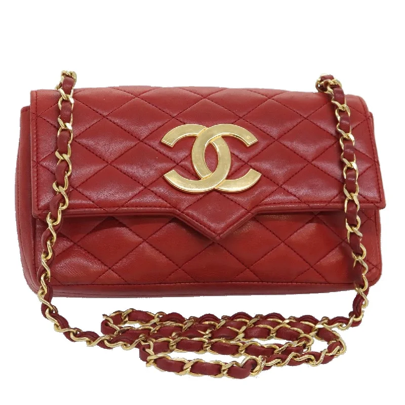 New luxury CHANEL bags for 2025 -CHANEL Matelasse Big COCO Mark Chain Bag Lamb Skin Red Gold CC  yk15196