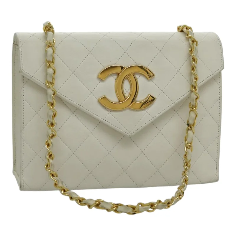 Buy CHANEL bags in exclusive designs -CHANEL Matelasse Big COCO Mark Chain Bag Lamb Skin White Gold CC  yk15609A