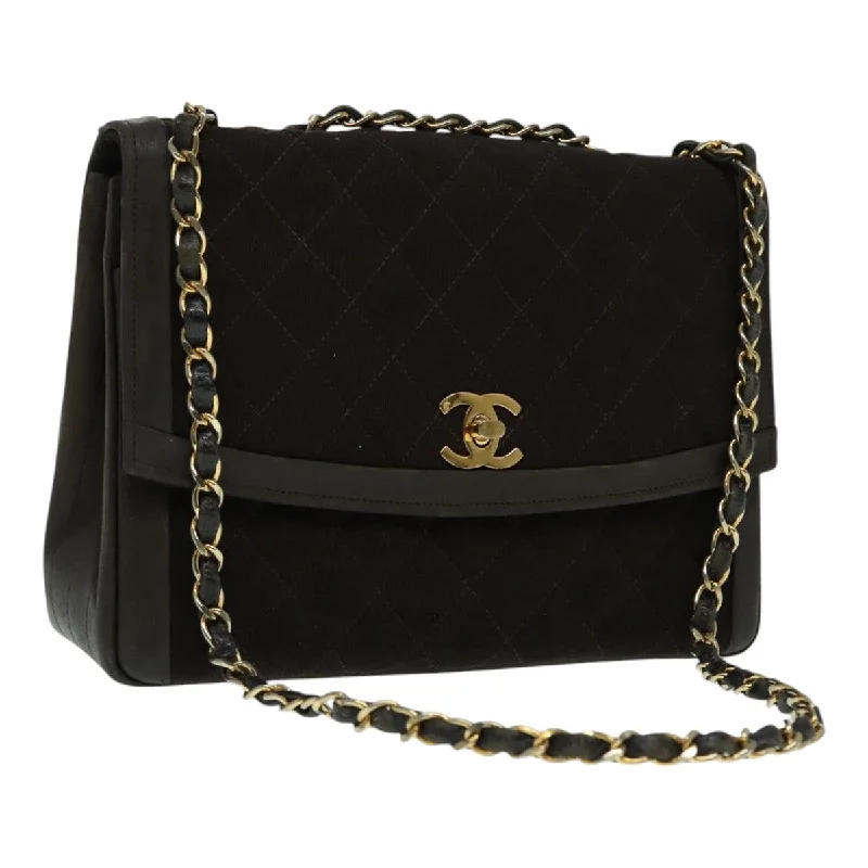 Buy CHANEL luxurious fashion pieces -CHANEL Matelasse Chain Hand Bag Cotton Brown Gold CC  bs18526