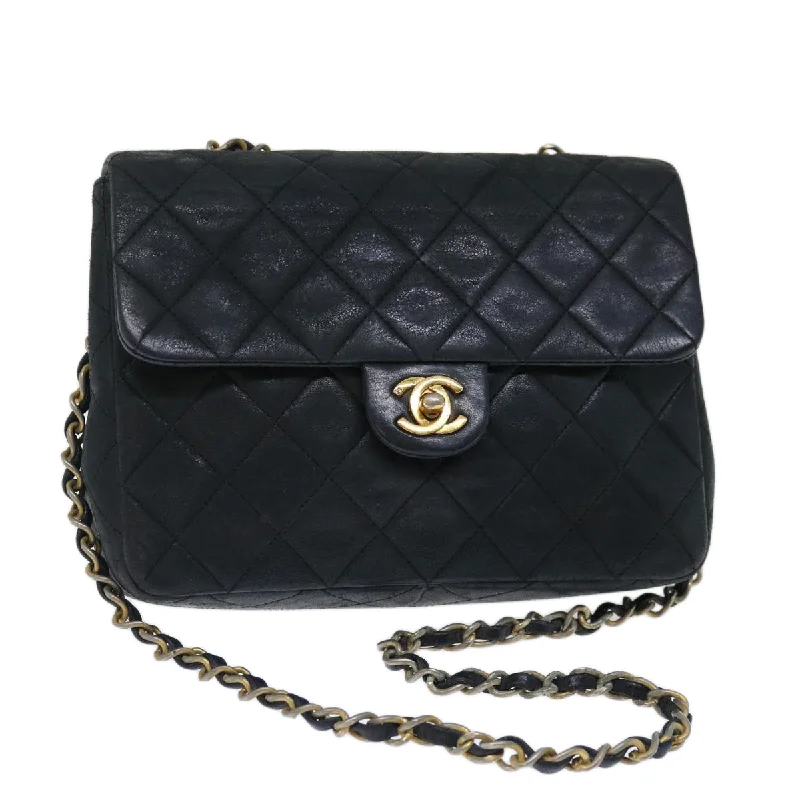 CHANEL travel bags -CHANEL Matelasse Chain Shoulder Bag Lamb Skin Black CC  71178A