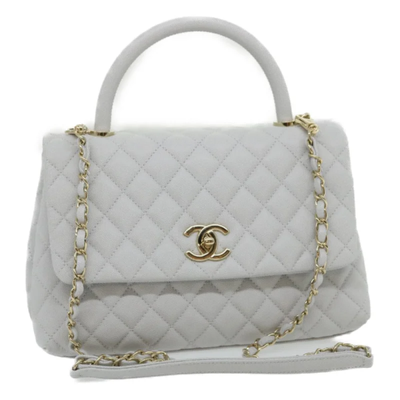 CHANEL handbags with elegant hardware -CHANEL Matelasse Chain Shoulder Hand Bag Caviar Skin 2way White CC  bs910A