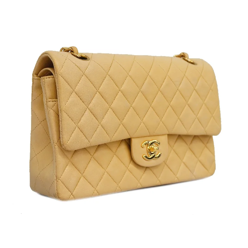 CHANEL luxury leather bags -CHANEL  Matelasse W Flap W Chain Lambskin Women's Leather Shoulder Bag Beige