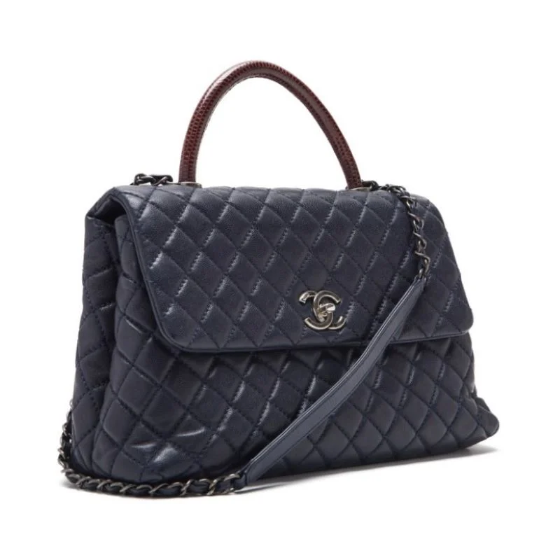 CHANEL bag with fashionable chains -CHANEL Matrasse Coco Handle 2w Handbag Caviar SRizard Navy×Bo (Silver Gold ) Handbag  Shoulder Bag Race Dinner Bag Hybrid 【 Ship】 Himalayan Bookstore Online