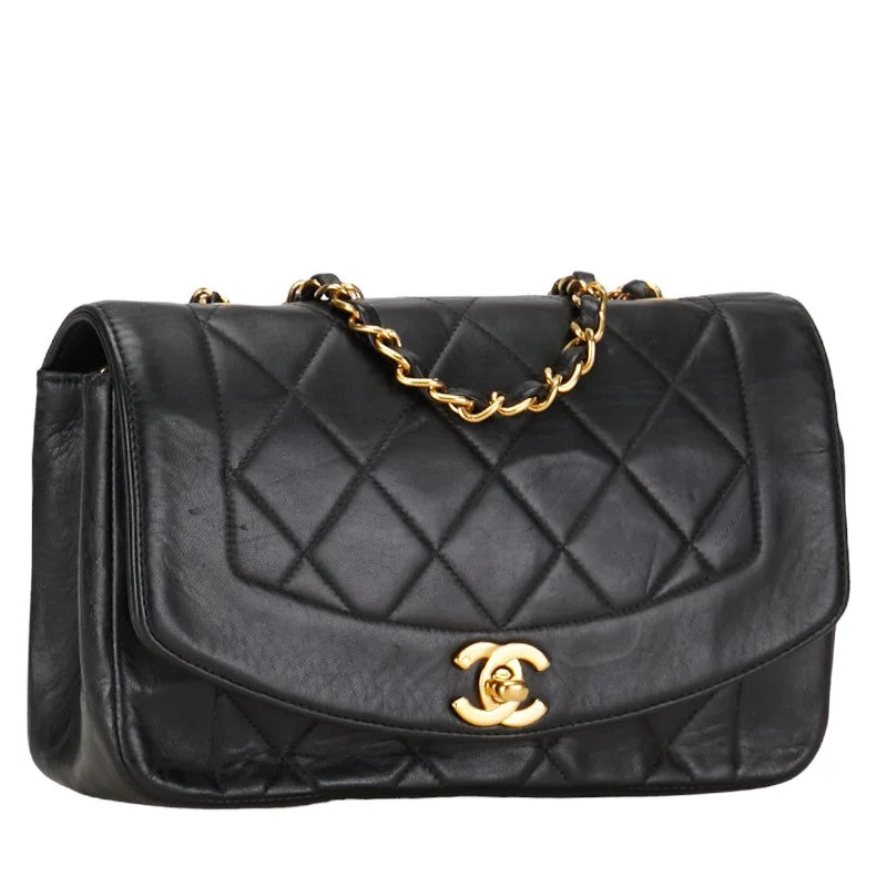 CHANEL bags with chain details -Chanel Matrasse Diana 25 Chain Shoulder Bag Black   Chanel