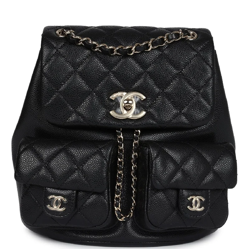 CHANEL bags for sophisticated outfits -Chanel Medium Cargo Duma Backpack Black Shiny Grained Calfskin Light Gold Hardware