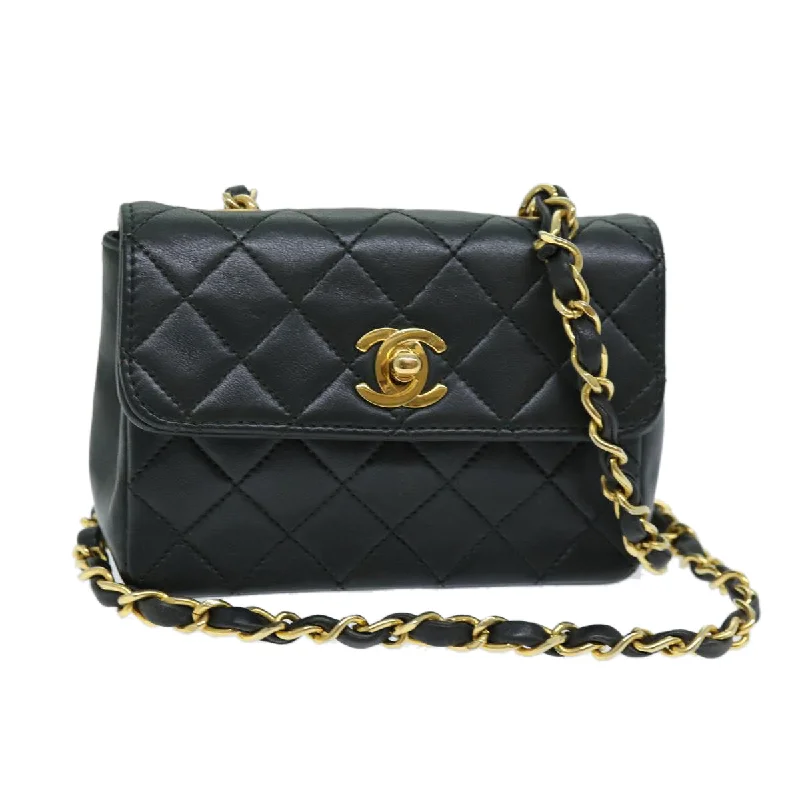 CHANEL bags for every occasion -CHANEL Mini Matelasse Turn Lock Chain Bag Lamb Skin Black CC  72435A