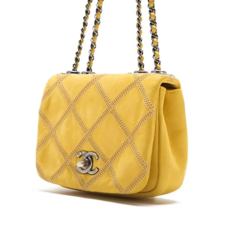 CHANEL bags with crossbody straps -Chanel Mini Trace Turn Lock Ultra Stitch Yellow (Silver G) Shoulder Bag Miniature Shoulder Bag  Bag Hybrid 【 Delivery】 Himalan Bookstore Online