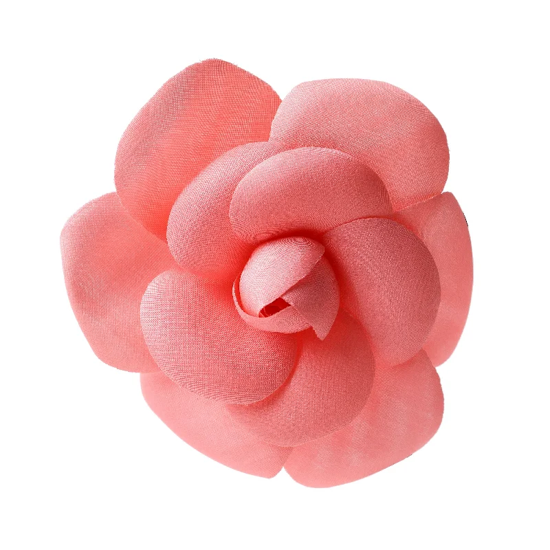 CHANEL iconic brooches -Chanel Pink Fabric Camellia Brooch Pin